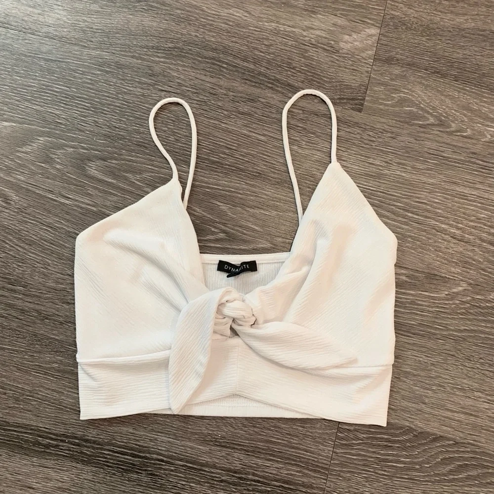 White Front Tie Crop Top